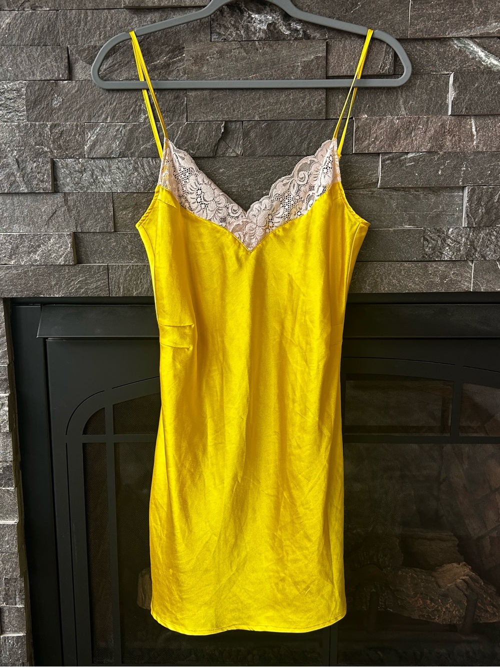 We Are HAH Yellow Satin Chemise/Slip Dress